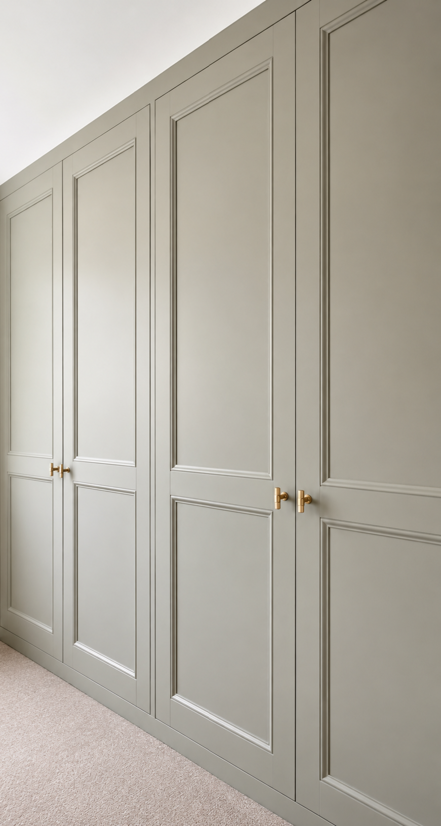 Bespoke fitted wardrobes hand-sprayed in Little Greene French Grey — Rugby, Hinckley